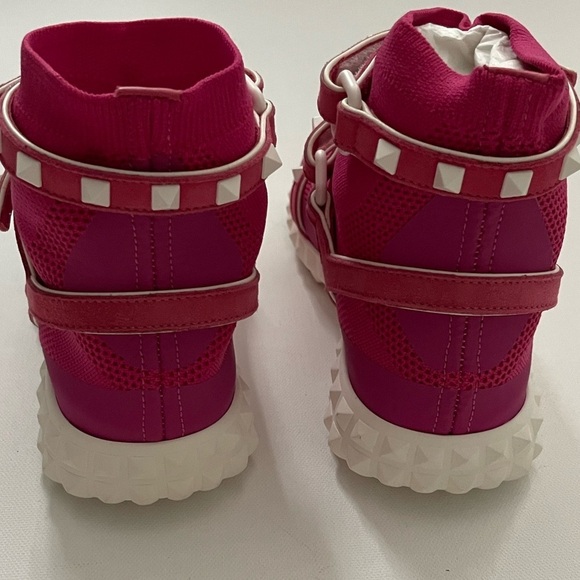 Valentino Pink Rockstud High top stretch gladiator sneakers 5 35 Barbie Preppy - Picture 8 of 16
